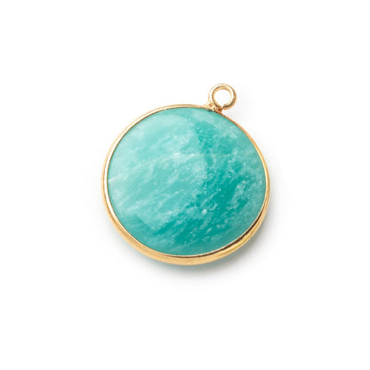 23mm Vermeil Bezel Amazonite Plain Coin Pendant 1 Focal Bead