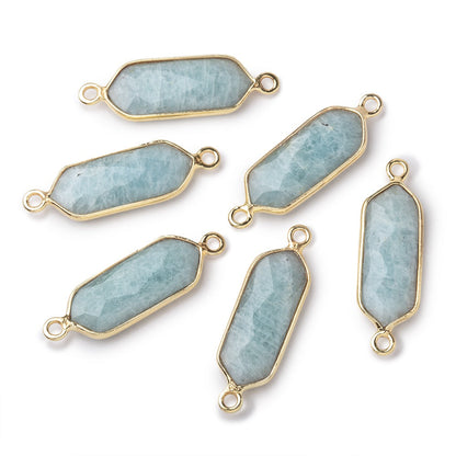 19x8mm Vermeil Bezel Aquamarine Modified Marquise Connector Focal 1 piece
