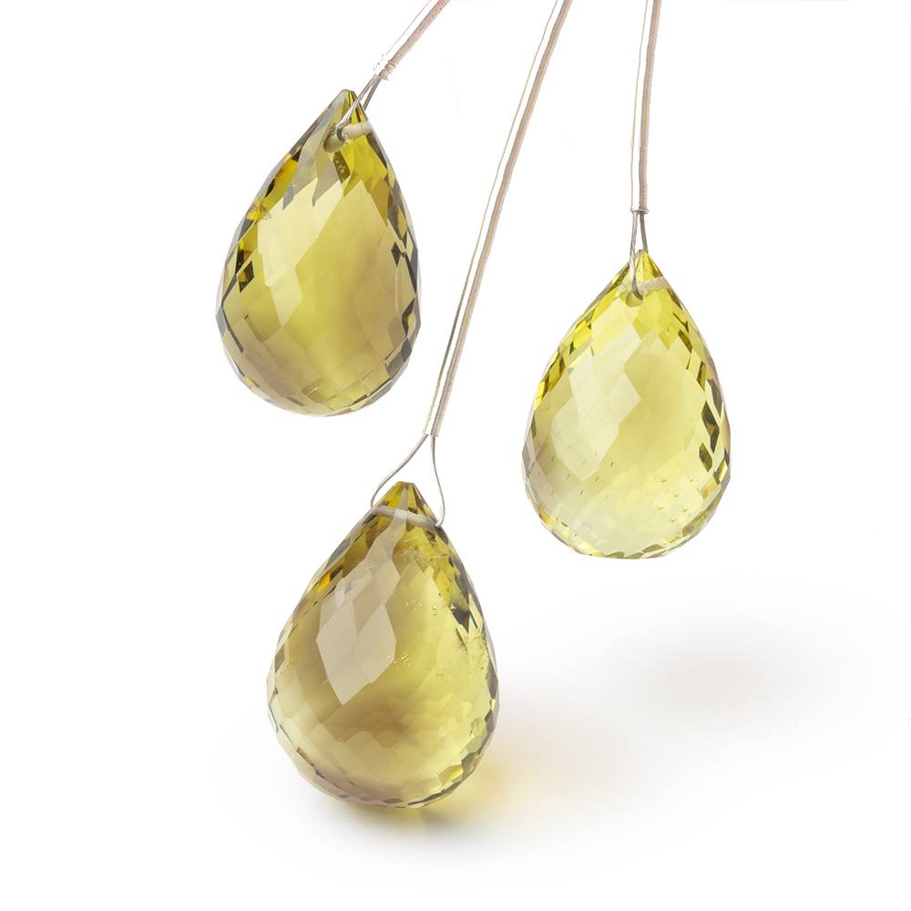 17x12-20x14mm Bi-Color Quartz Faceted Tear Drop Focal Set of 3 Beads AAA