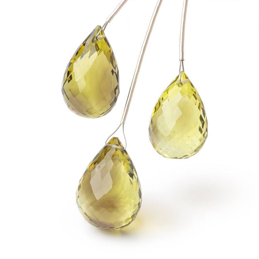 17x12-20x14mm Bi-Color Quartz Faceted Tear Drop Focal Set of 3 Beads AAA