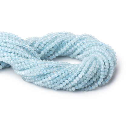 3mm Milky Aquamarine Micro Faceted Round Beads 12.5 inch 102 pieces