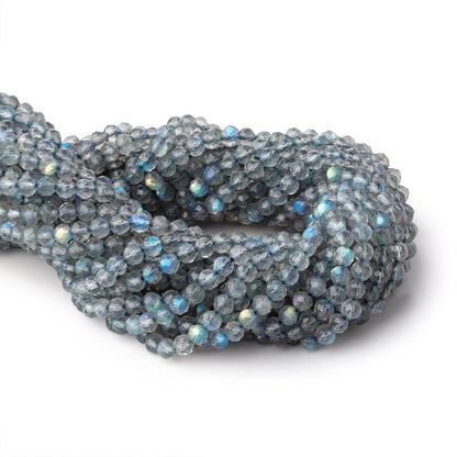 4.3mm Labradorite Micro Faceted Rounds 12.5 inch 75 beads AAA
