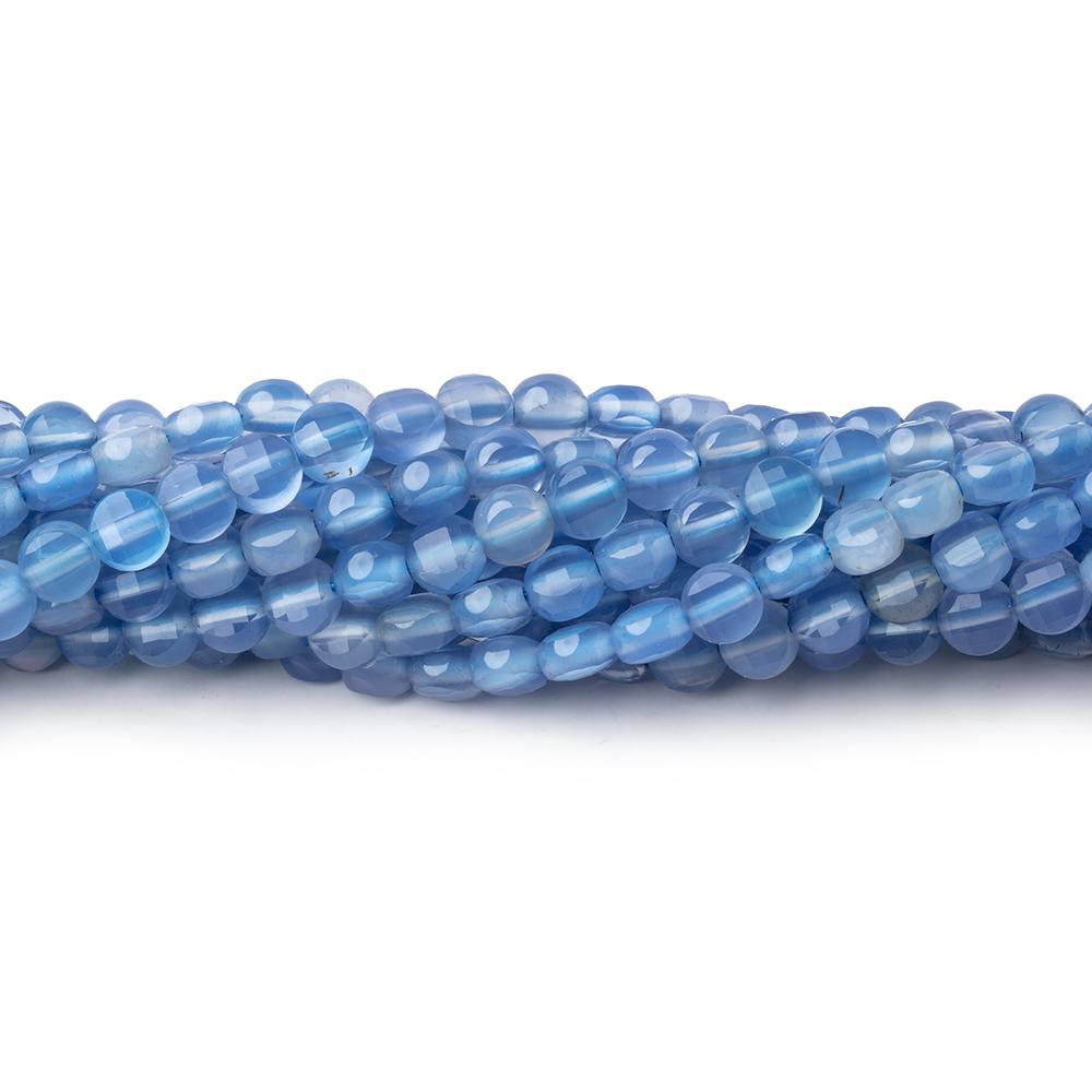 4.3mm Santorini Blue Chalcedony Checkerboard Faceted Calibrated Coins 12.5 inch 78 Beads