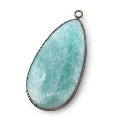43x22mm Black Gold .925 Bezel Amazonite Plain Pear Pendant 1 Focal Bead