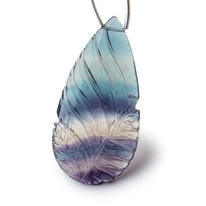 43x22mm Fluorite Hand Carved Pear Focal 1 Bead AAA