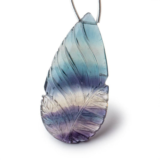 43x22mm Fluorite Hand Carved Pear Focal 1 Bead AAA