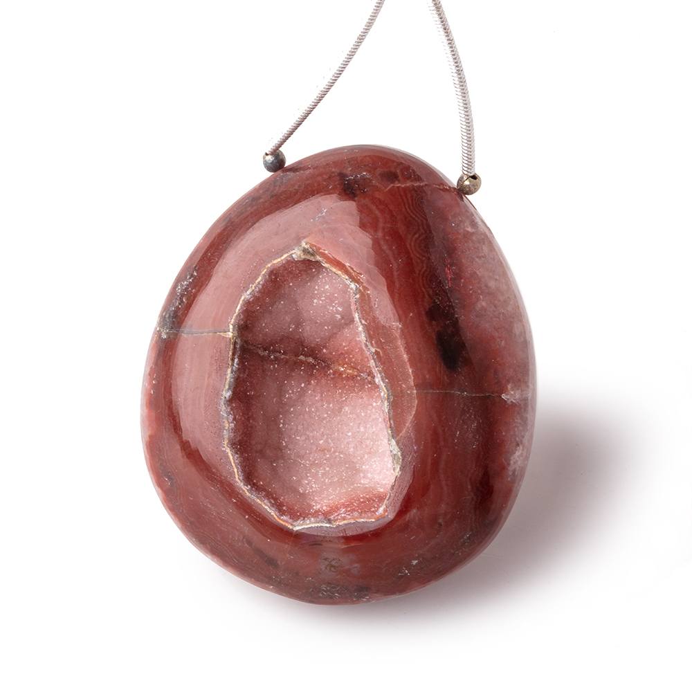 43x36mm Cranberry Red Agate Drusy Freeform Focal 1 piece