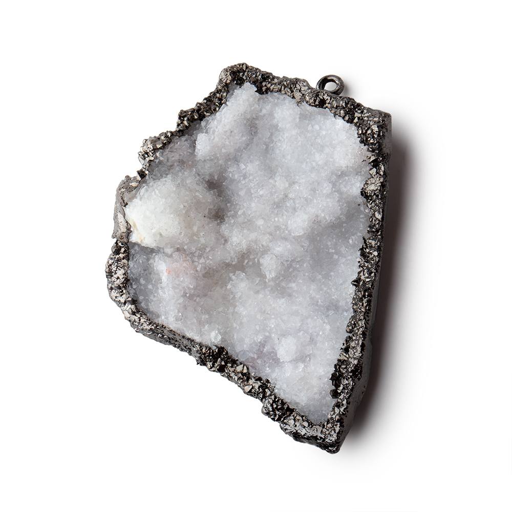 43x41mm Black Gold Leafed Gray Drusy Freeform Pendant 1 piece