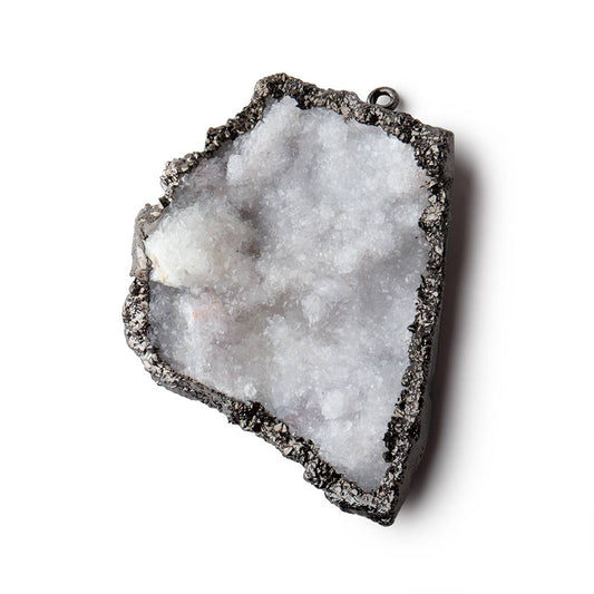 43x41mm Black Gold Leafed Gray Drusy Freeform Pendant 1 piece