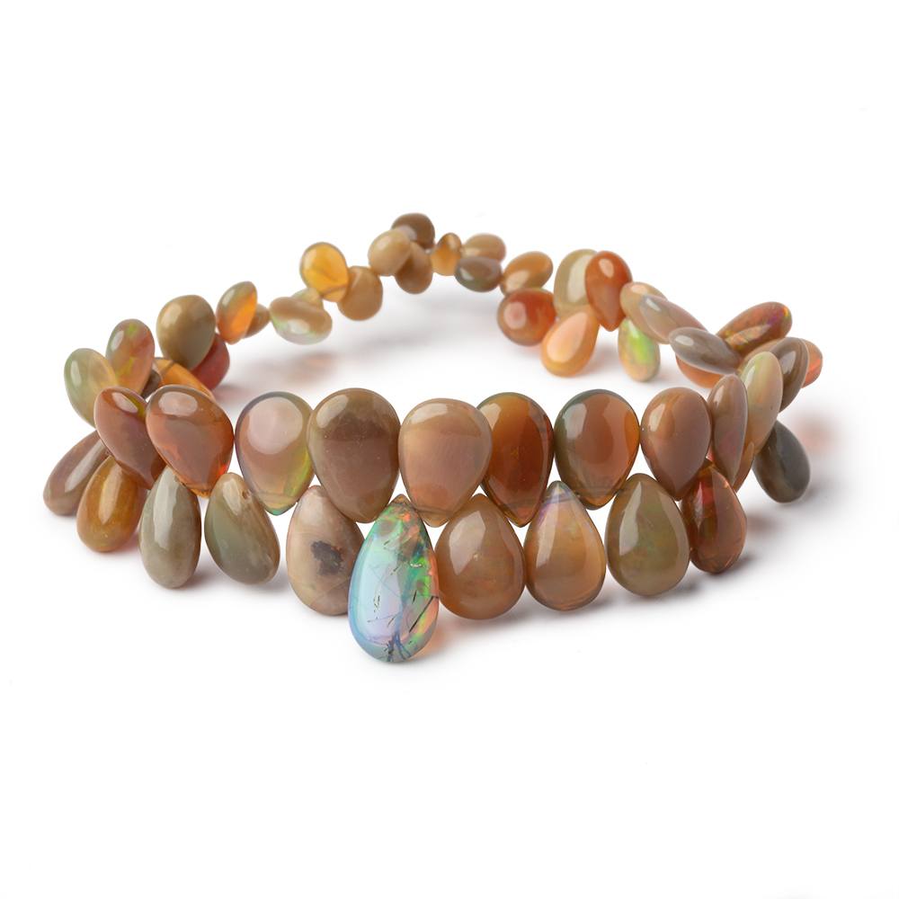 5x3-15x8mm Golden Ethiopian Opal Plain Pear Beads 8 inch 55 pieces AA Grade