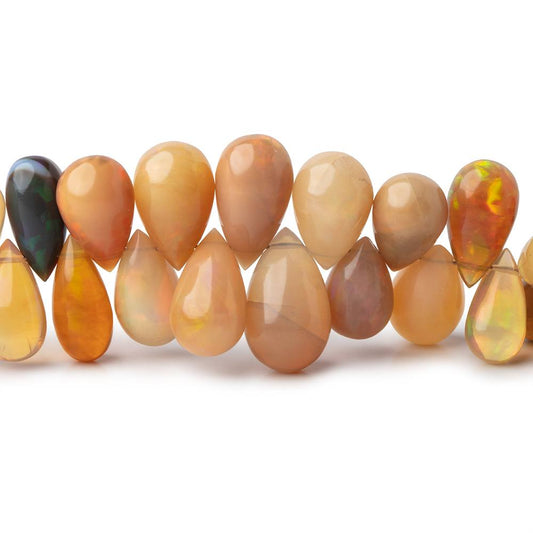 7-13mm Ethiopian Opal Plain Tear Drop Beads 6.5 inch 56 pieces