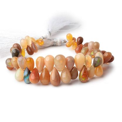 7-13mm Ethiopian Opal Plain Tear Drop Beads 6.5 inch 56 pieces
