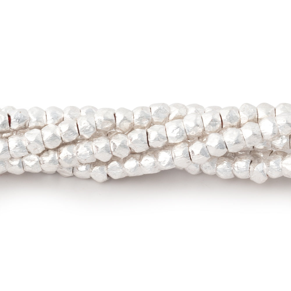 3mm Brushed Hand Cut Faceted Nugget Beads