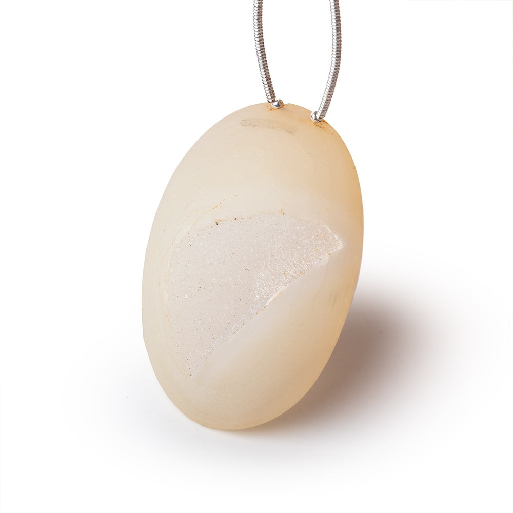 43x30mm Frosted Lemon Oval Drusy Focal Bead Pendant 1 piece