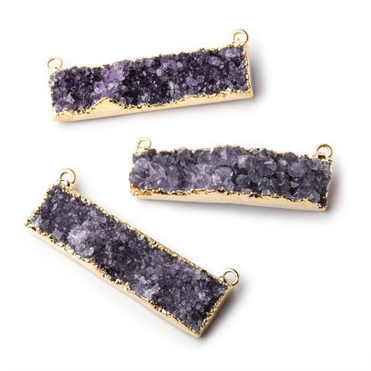 41x11mm 22kt Gold Leafed Amethyst East West Connector 1 Focal Bead