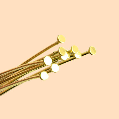 2" length Vermeil Disc Headpin, 22 Gauge Wire, 10 pieces per Bag