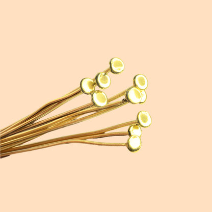 3" length Vermeil Disc Headpin, 22 Gauge Wire, 10 pieces per Bag