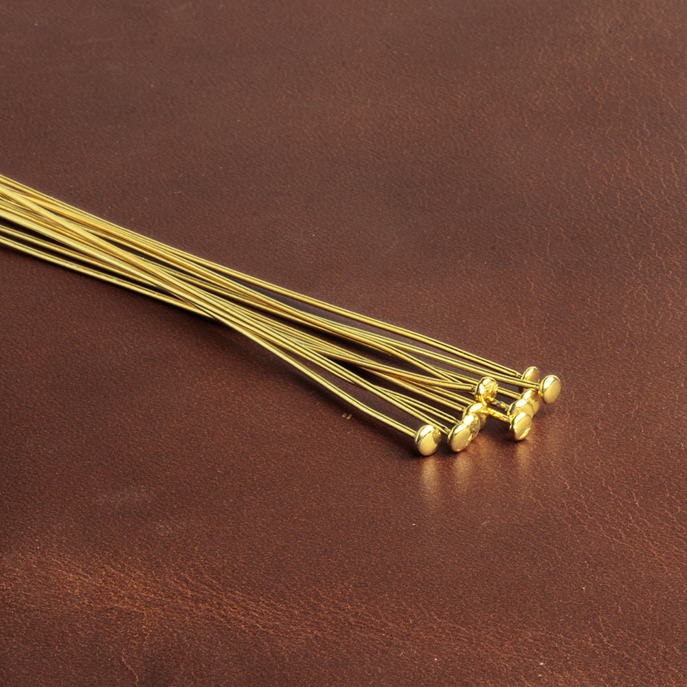 3" length Vermeil Disc Headpin, 22 Gauge Wire, 10 pieces per Bag