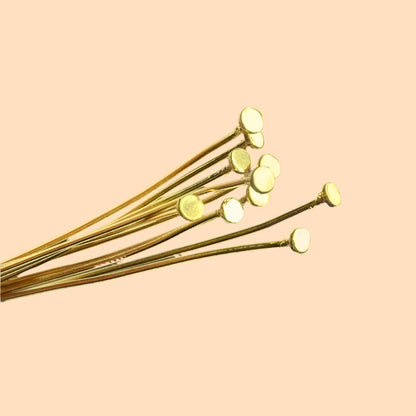 3" length Vermeil Disc Headpin, 24 Gauge Wire, 10 pieces per Bag