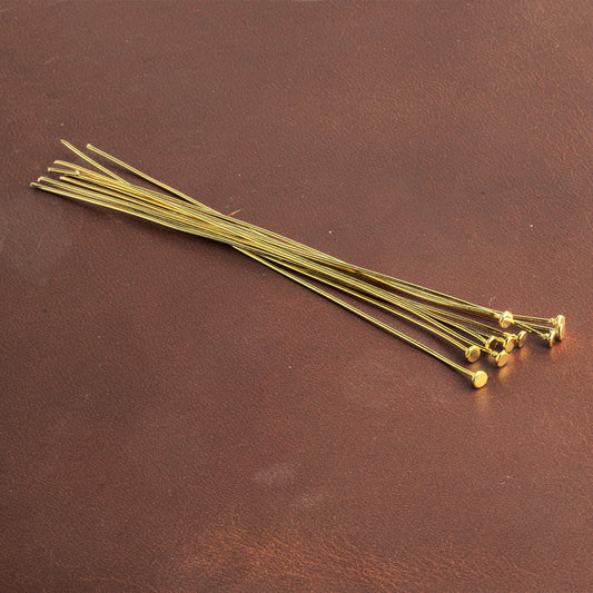 3" length Vermeil Disc Headpin, 24 Gauge Wire, 10 pieces per Bag