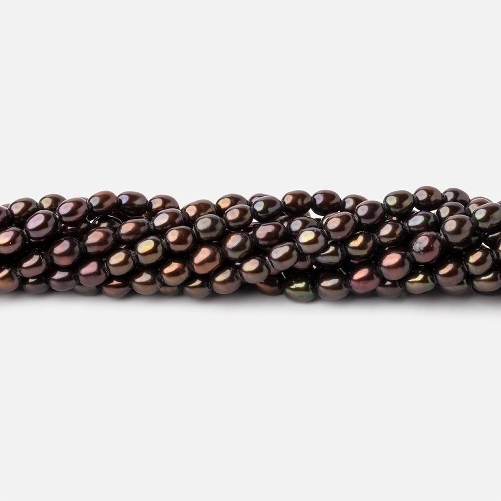 4x3mm Chestnut Brown Straight Drilled Oval Pearls 15 inch 90 pieces