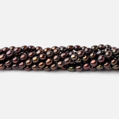 4x3mm Chestnut Brown Straight Drilled Oval Pearls 15 inch 90 pieces