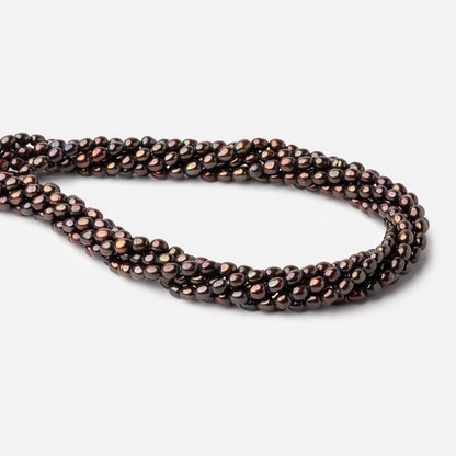 4x3mm Chestnut Brown Straight Drilled Oval Pearls 15 inch 90 pieces