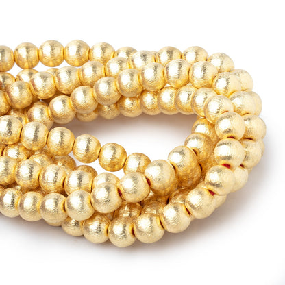 8mm 22kt Gold plated Copper Brushed Round Beads 8 inch 27 pieces
