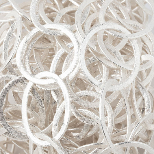 28x23mm and 21mm Silver plated Brushed Oval and Round Link Chain by the foot