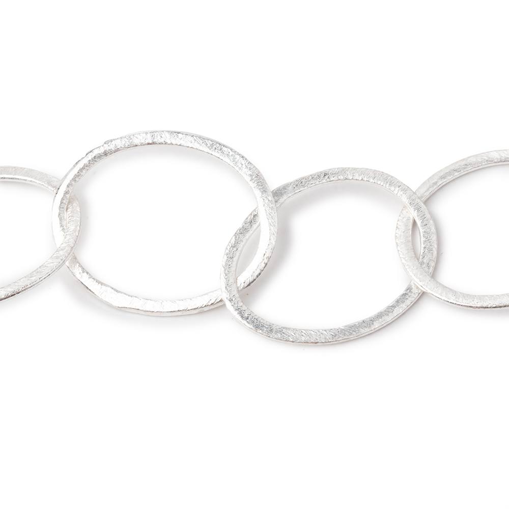 27x23mm Silver plated Brushed Oval Link Chain by the foot