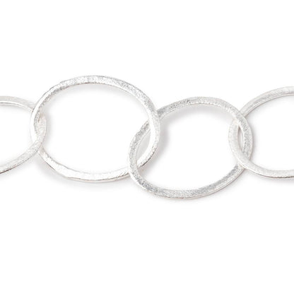 27x23mm Silver plated Brushed Oval Link Chain by the foot