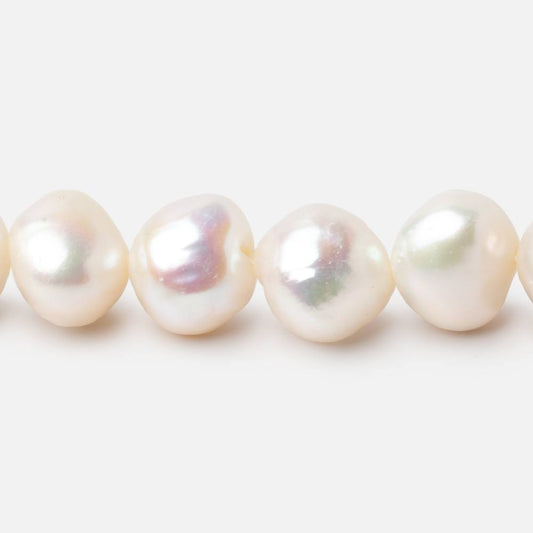 9-10mm White Baroque Freshwater Pearls 15 inch 42 beads