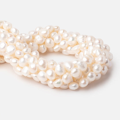 9-10mm White Baroque Freshwater Pearls 15 inch 42 beads