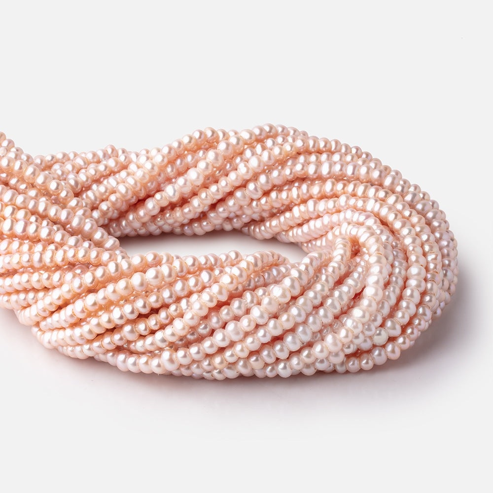 5mm Sunrise Pink 2.5mm Large Hole Off Round Freshwater Pearls 15 inch 112 Beads