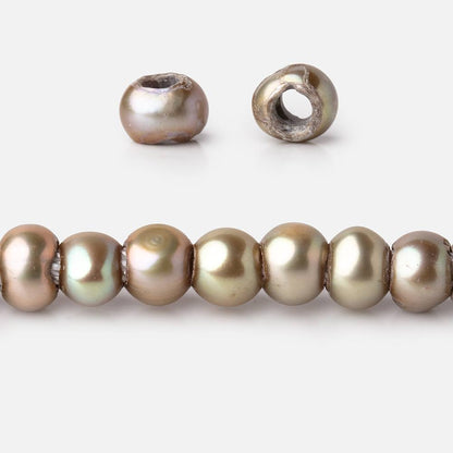 5-6mm Silver Sage 2.5mm Large Hole Off Round Pearls 15 inch 94 Beads