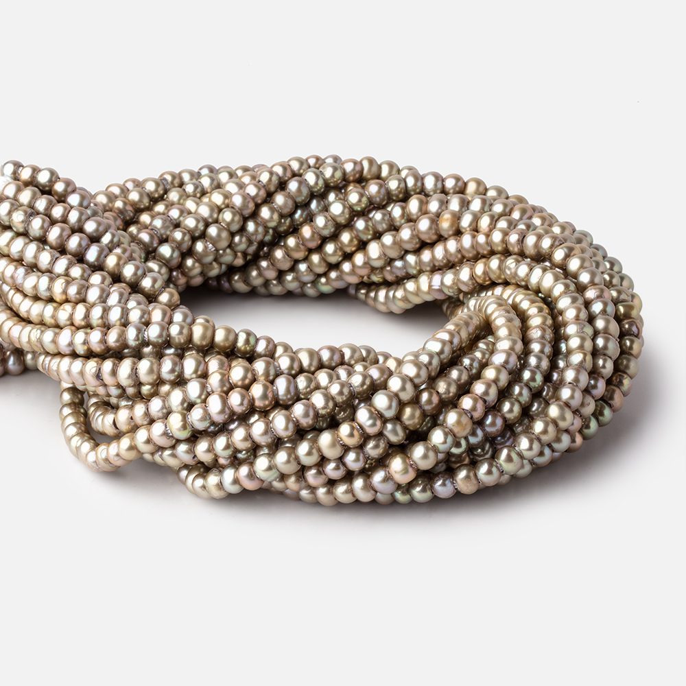 5-6mm Silver Sage 2.5mm Large Hole Off Round Pearls 15 inch 94 Beads