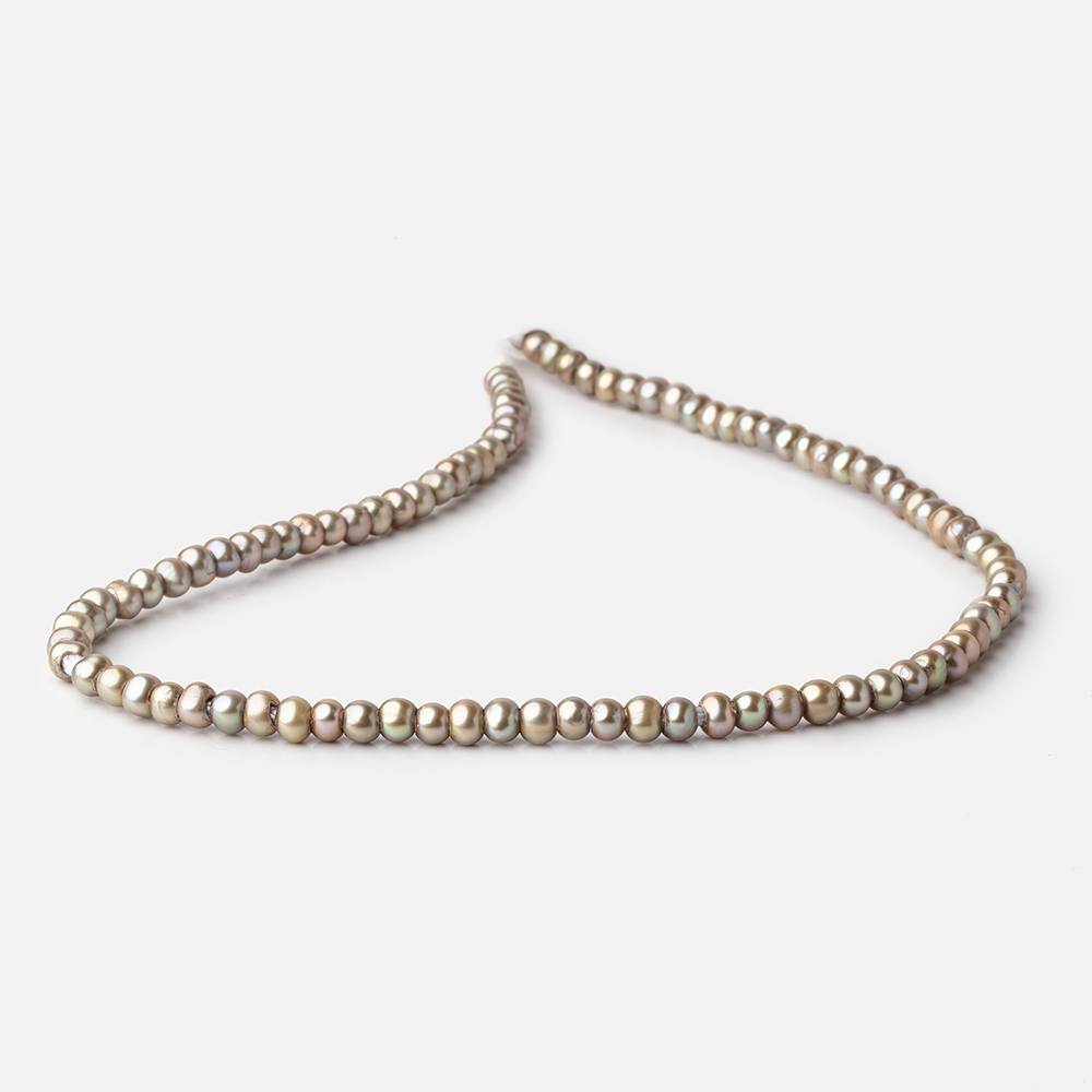 5-6mm Silver Sage 2.5mm Large Hole Off Round Pearls 15 inch 94 Beads