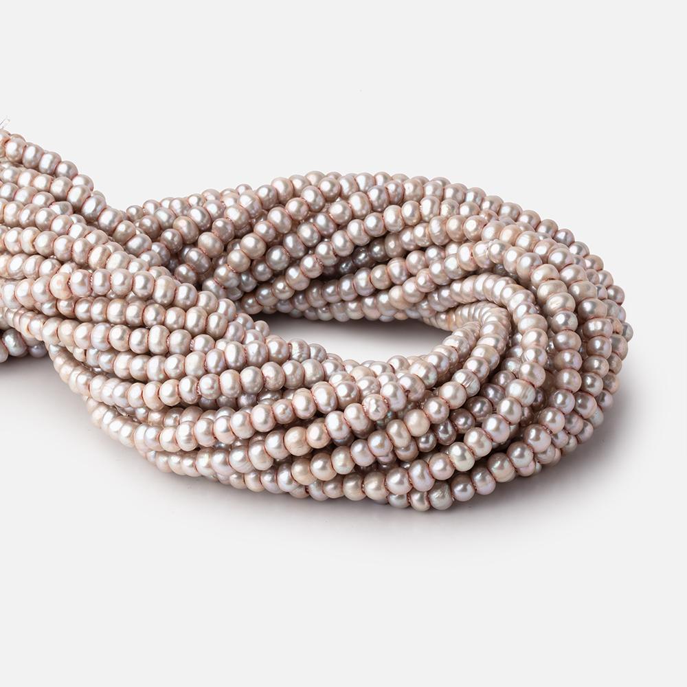 5-6mm Pinkish Gray 2.5mm Large Hole Off Round Pearls 15 inch 93 Beads