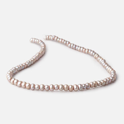 5-6mm Pinkish Gray 2.5mm Large Hole Off Round Pearls 15 inch 93 Beads