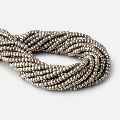 4-5mm Irish Greens Off Round 2.5mm Large Hole Pearls 15 inch 120 Beads