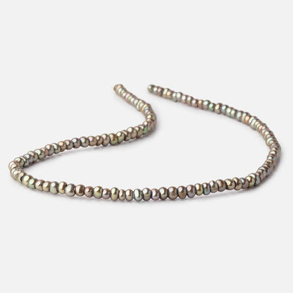 4-5mm Irish Greens Off Round 2.5mm Large Hole Pearls 15 inch 120 Beads