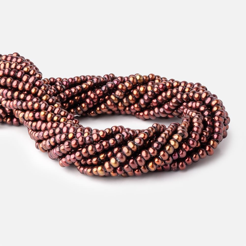 5mm Bing Cherry Red 2.5mm Large Hole Off Round Pearls 15 inch 122 Beads