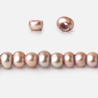 5mm Rosé Champagne 2.5mm Large Hole Off Round Pearls 15 inch 115 Beads