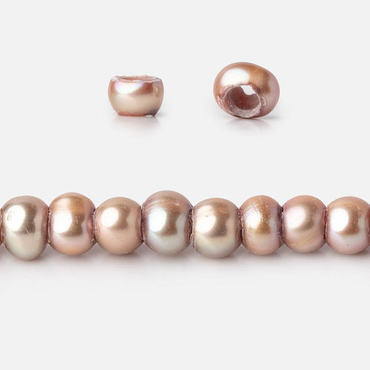5mm Rosé Champagne 2.5mm Large Hole Off Round Pearls 15 inch 115 Beads