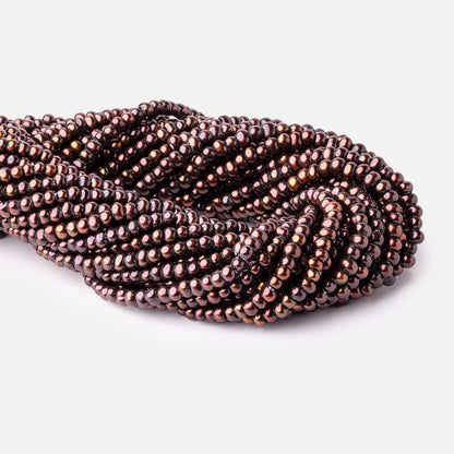 5mm Chocolate 2.5mm Large Hole Off Round Pearls 15 inch 122 Beads