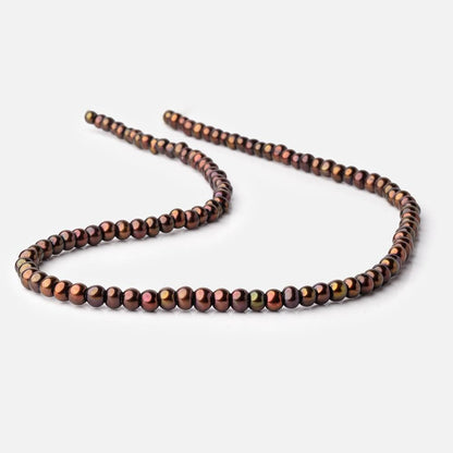 5mm Pistachio Brown 2.5mm Large Hole Off Round Pearls 15 inch 122 Beads