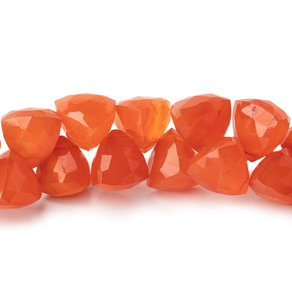 8-9mm Carnelian Faceted Trillion Top Drilled Beads 7.5 inch 38 pieces