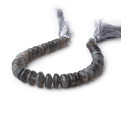 6-12mm Platinum Grey Moonstone Plain Rondelle Beads 8 inch 35 pieces