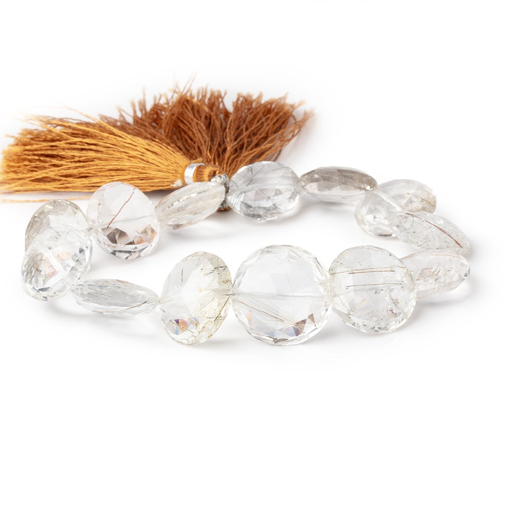 16-19mm Rutilated Quartz Faceted Coin Beads 8.5 inch 13 pieces