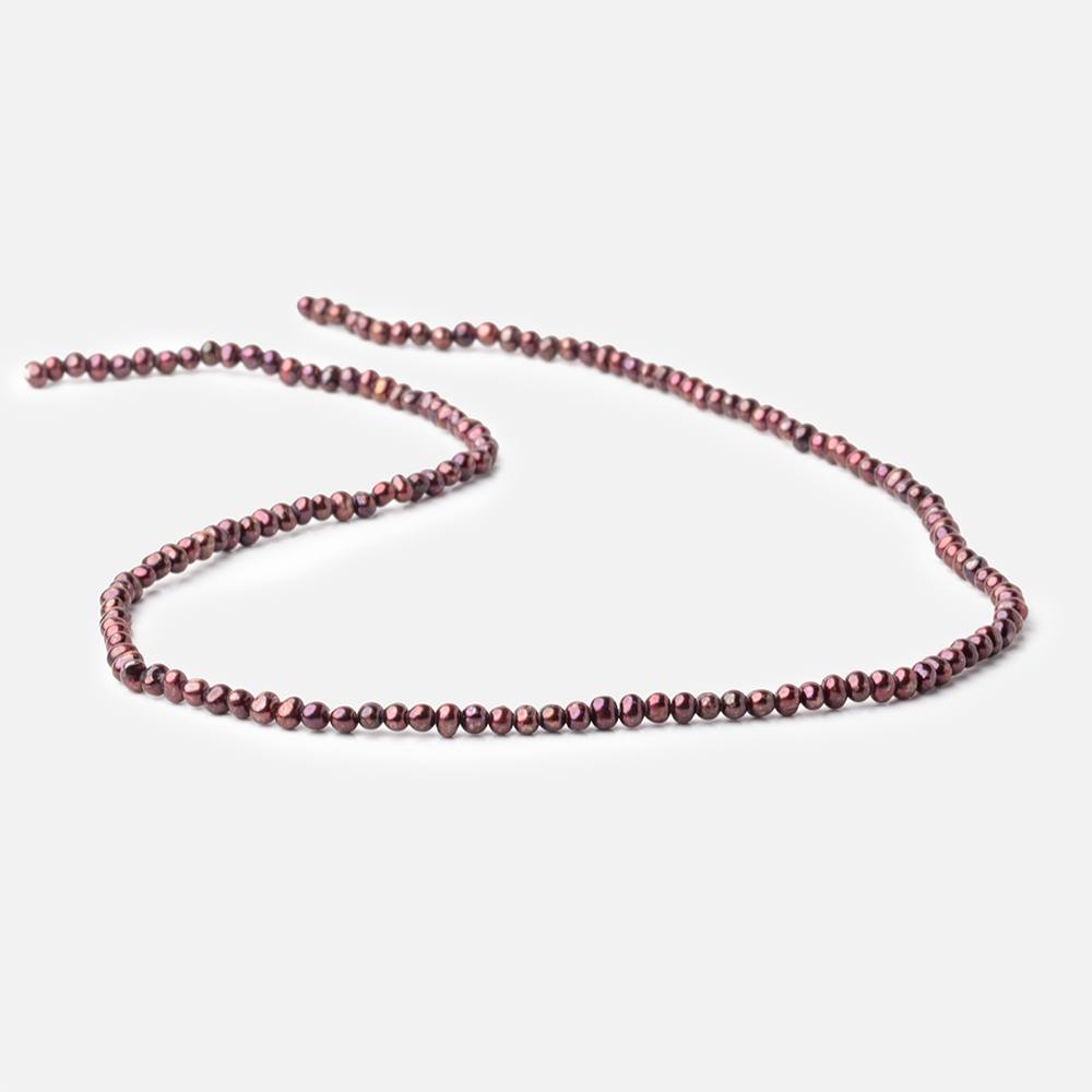 3x2mm Raspberry Side Drilled Off Round Freshwater Pearls 15.5 inch 150 pieces